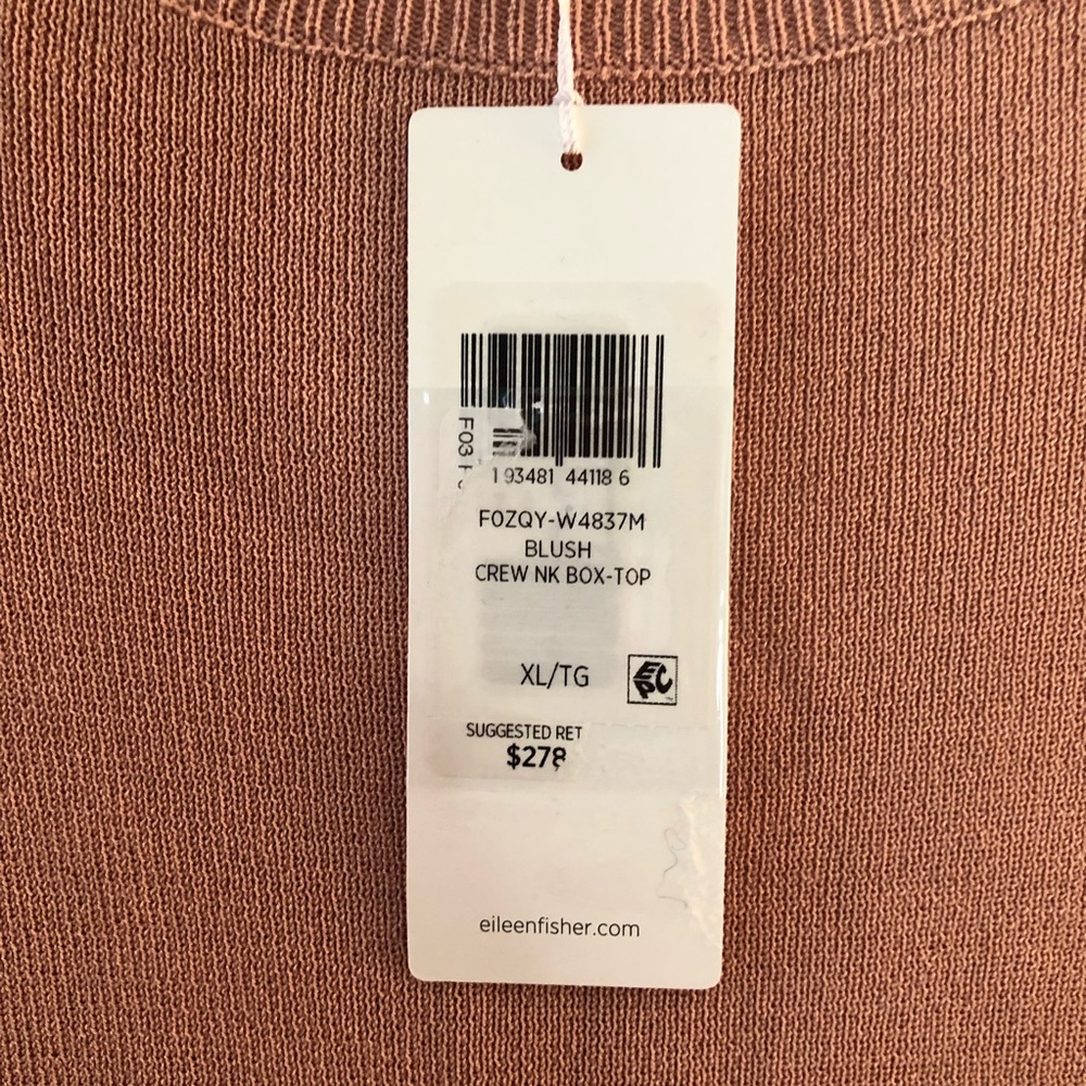 Eileen Fisher Sweater Blush Pink Rounded Neck High-Low Box Top Sz XL BNWT - Picture 10 of 10